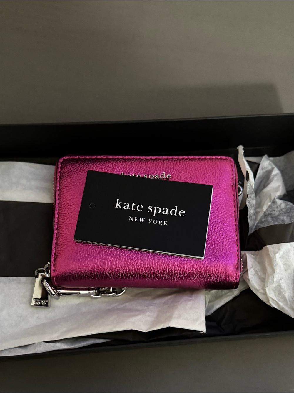 kate spade metallic magenta cardholder wallet